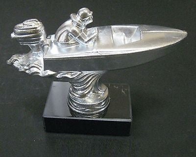50's Racing Outboard Engine Hydroplane with a Driver, Boat, Ship Aluminum Marble