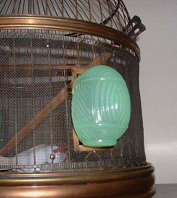 Glass classic bird cage feeders white milk glass a pair2 pieces