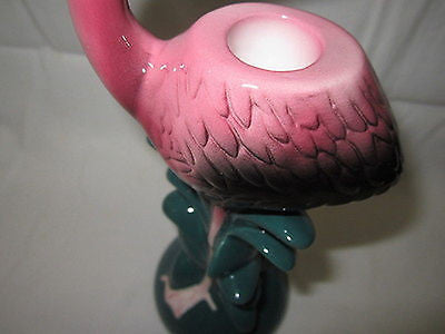 Flamingo huge standing candlestick ceramic 9" tall single stick