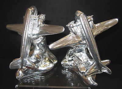 DC-3 - Airplane Bookends Art Deco in Unfinished Aluminum Made in USA a pair