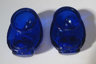 Glass classic bird cage feeders depression cobalt blue glass a pair2 pieces