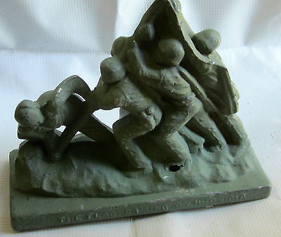 WWII USMC Iwo Jima monument statue green patina metal with hole made in the USA