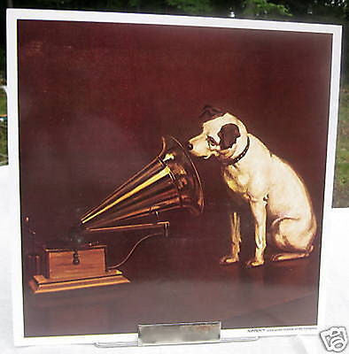 Nipper Victor Edison dog and  phonograph poster RCA GE large on heavy cardboard