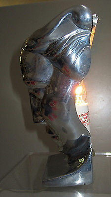 Frankart Art Deco Nymph Face Table Lamp  in a Polished Aluminum Finish + metAL