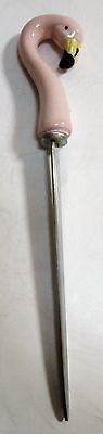 Flamingo Letter Opener -  Ceramic+Stainless Steel - 1980's - 7" taLL