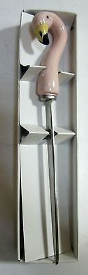 Flamingo Letter Opener -  Ceramic+Stainless Steel - 1980's - 7" taLL