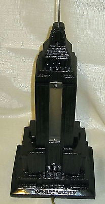 EMPIRE STATE BUILDING LAMP NYC  Huge! 19" Tall! Art Deco Black Enamel Scarce