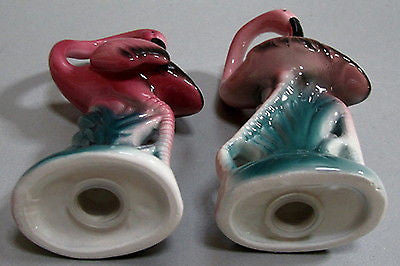 Flamingo Large Salt & Pepper Shakers, S + P, Ceramic  c1986 - 4" tall