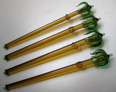 4 pcs Palm tree lead crystal glass cocktail Sticks a set of 4 stixs