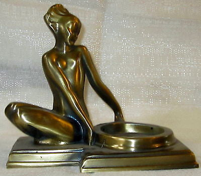 Frankart art deco fish face nymph table lamp base only antique brass USA