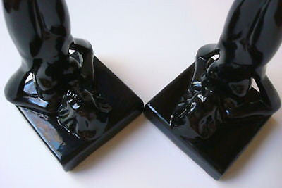 Frankart standing nymphs bookends art deco in black metal 9-1/4" tall a pair USA