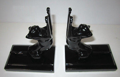 Frankart Style Cat UP and DOWN Bookends Art Deco  Moderne in Black  A Pair