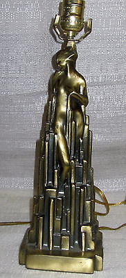 Frankart Spirit of Modernism Art Deco Lamp in Antique Brass patina All Metal USA