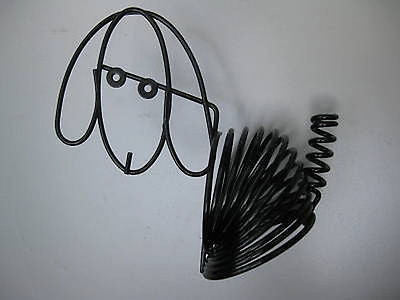 1970's Eames style dog puppy black pen and letter art deco retro in metal wire