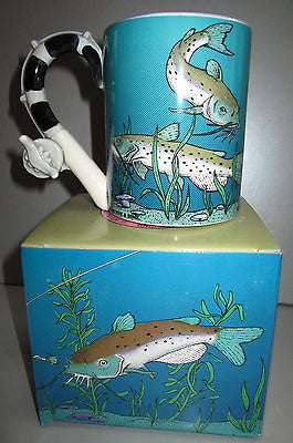 Catfish Fish Coffee Mug Cup Ceramic  c1992 very large 13 ounces
