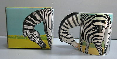 Zebra Coffee Mug- Cup - CERAMIC - c1986, very large >13 ounces Old