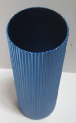 1950's Eames Style Retro Anodized Aluminum BLUE Vase or Drinking Tumbler Glass