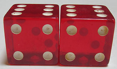 Bakelite Catalin Large Red Dice 1-1/2" x 1-1/2" 130 Grams A Pair Katalin