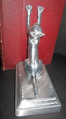 Frankart Style Cats Up + Down Bookends Art Deco Moderne aluminum castiings pair