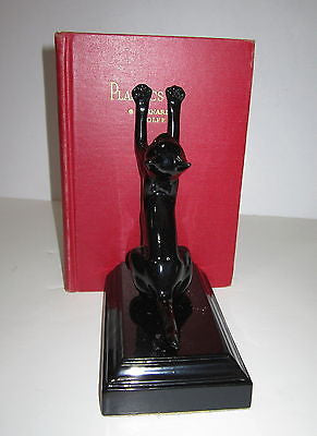 Frankart Style Cat UP and DOWN Bookends Art Deco  Moderne in Black  A Pair