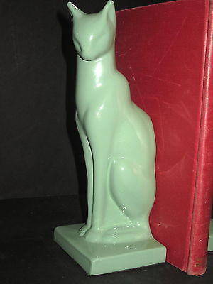 Frankart Sitting Cat -Bookends -Art Deco Greenie finish Aluminum metal a paIR