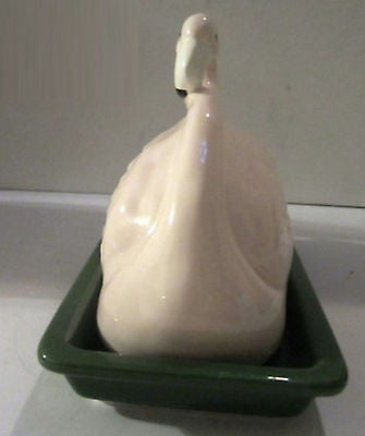 Flamingo Butter or Cheese dish NOS Japan  ceramIC