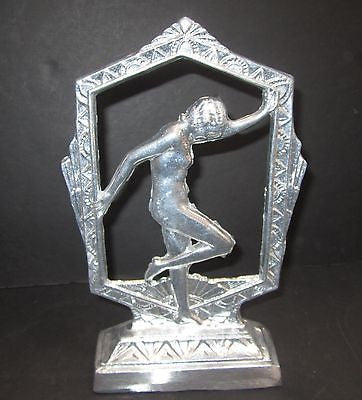 Frankart style flapper nymph art deco in aluminum lamp body casting USA
