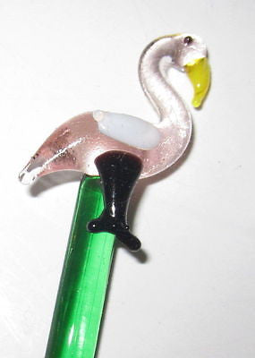 4 pcs Flamingo lead crystal glass cocktail sticks stix drink 4 stirrers