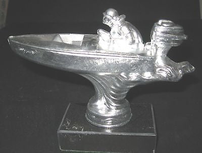 50's Racing Outboard Engine Hydroplane with a Driver, Boat, Ship Aluminum Marble