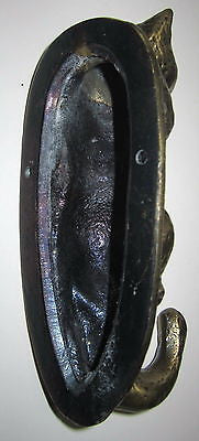 Cat kitten realistic wall hook in brass 1970's very strong 6" tall made in USA
