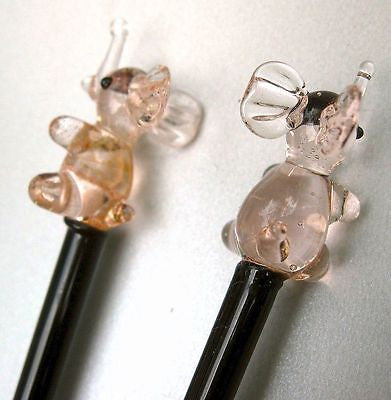(4 PCs) Elephant Lead Crystal Glass Cocktail Sticks Stix Drink StirreRS