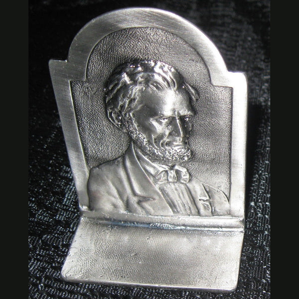 Miniature Abraham Lincoln pewter bookends (pair)
