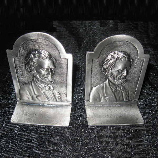 Miniature Abraham Lincoln pewter bookends (pair)