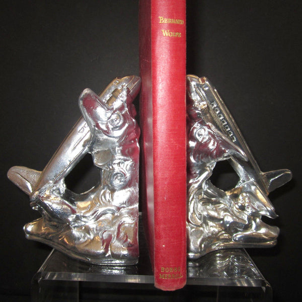 DC-3 Airplane Art Deco bookends, unfinished aluminum (pair)