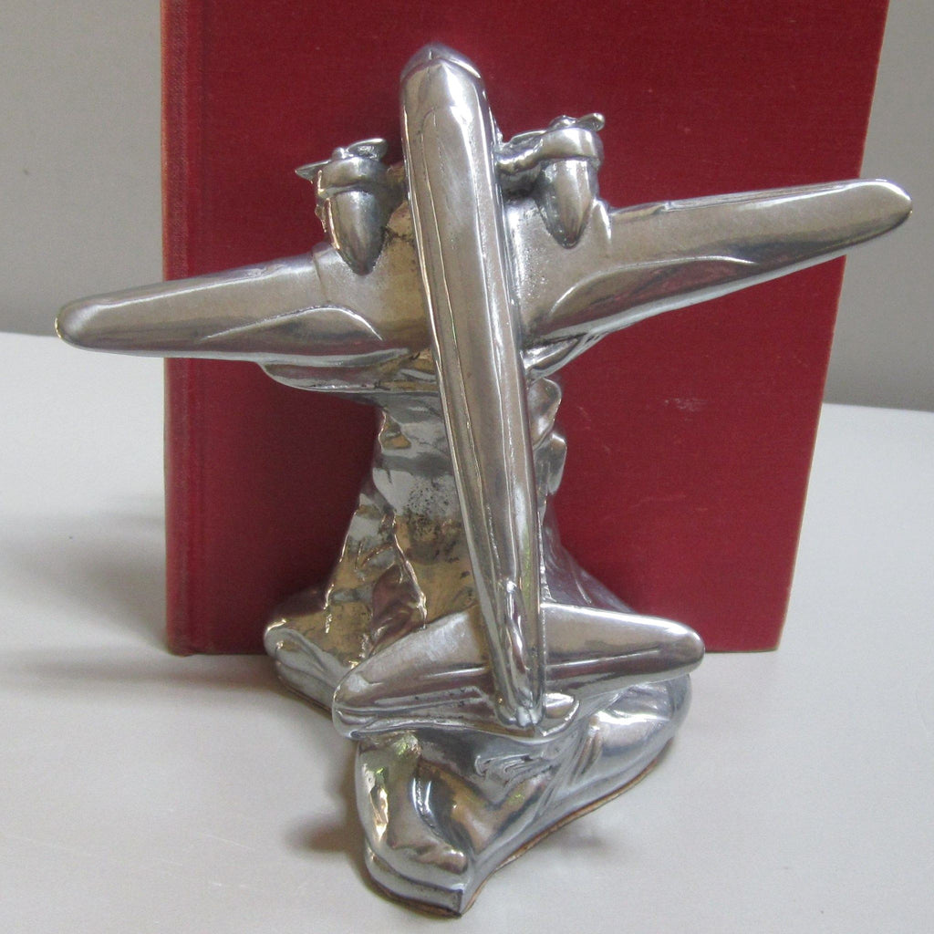 DC-3 Airplane Art Deco Bookends polished aluminum (pair)