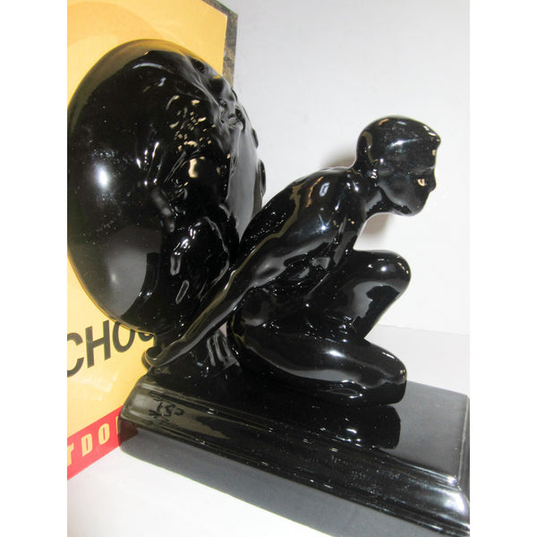 Frankart style Atlas nude male bookends, black (pair)