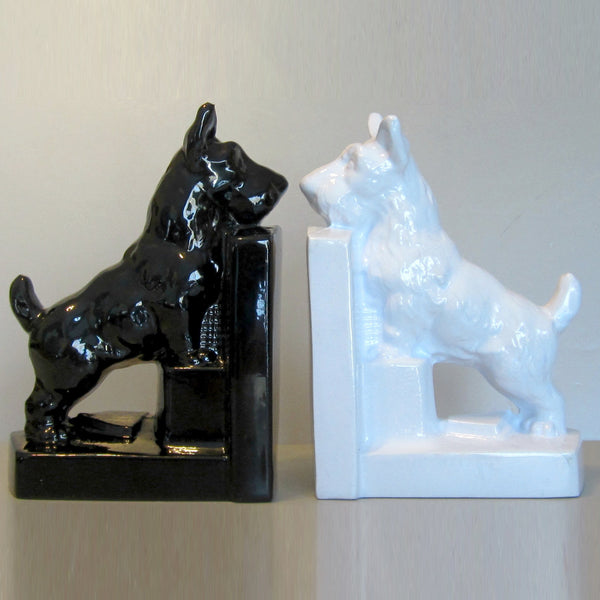 Scottie Dogs bookends, black & white (pair)