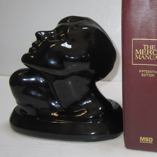 Frankart Art Deco Nymph Bust bookends in black (pair)