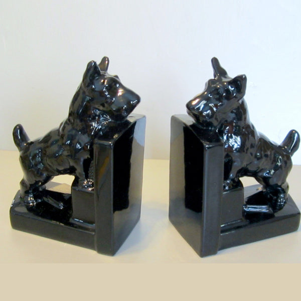 Scottie dogs black bookends, heavy (pair)