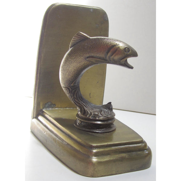 Jumping Trout single bookend, brass