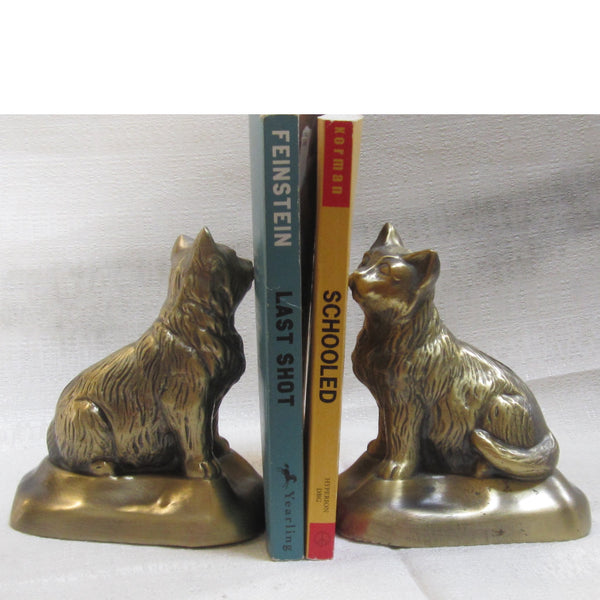 Cute Cat brass bookends or bank (pair)