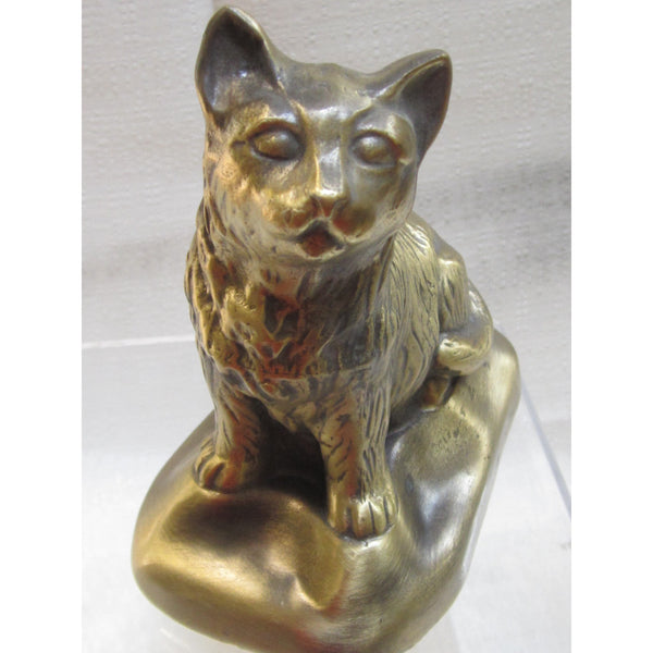 Cute Cat brass bookends or bank (pair)