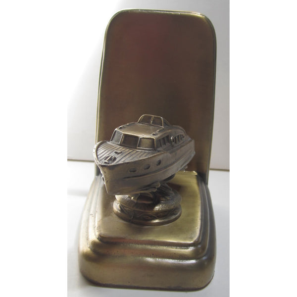 Cabin Cruiser single brass bookend or doorstop, damaged