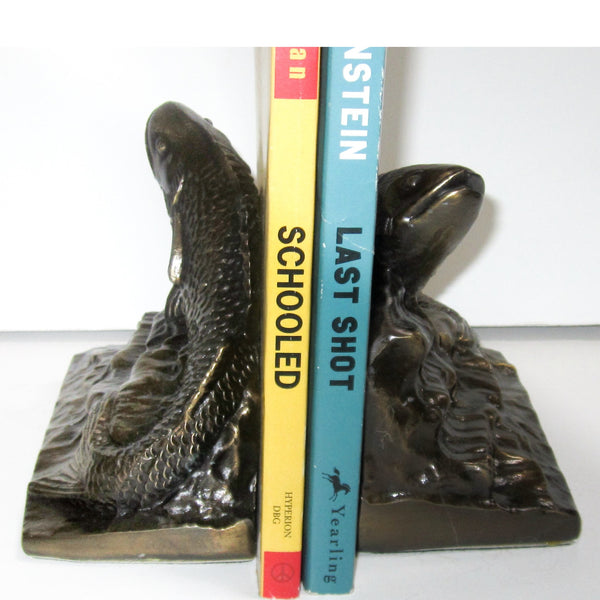 Koi bookends in brass, great detail! (pair)