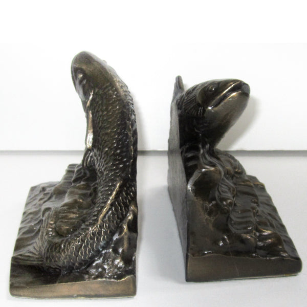 Koi bookends in brass, great detail! (pair)