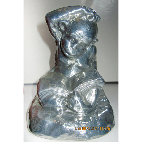 Puzzled Chimpanzee aluminum bookends (pair)