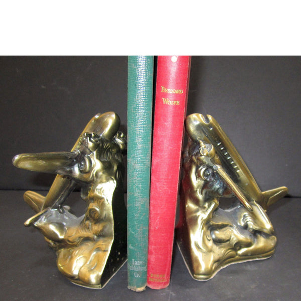 DC-3 Airplane Art Deco bookends in brass (pair)