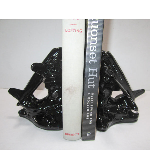 DC-3 Airplane Art Deco bookends, black (pair)