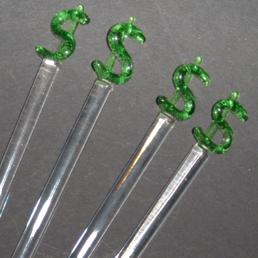 Dollar Signs crystal glass cocktail sticks (4 pc)