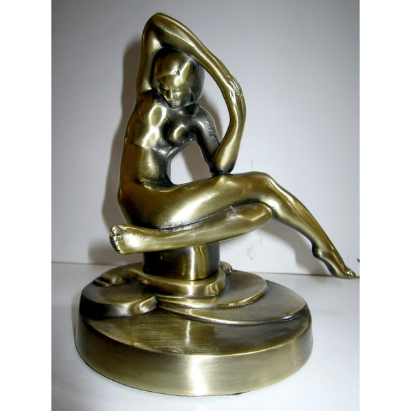 Frankart Art Deco kneeling nymph bookends, brass (pair)